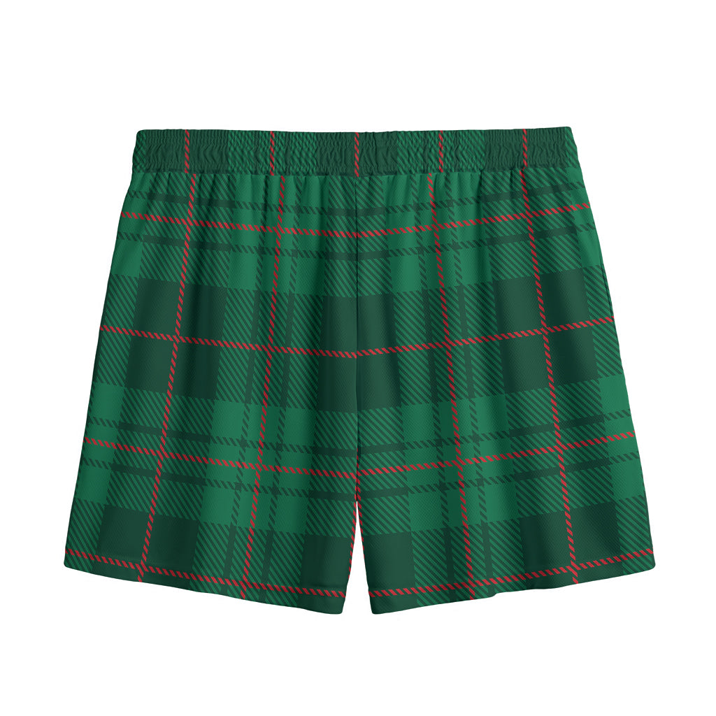 Green And Red Stewart Tartan Print Mesh Shorts