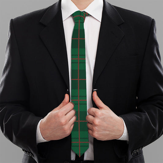 Green And Red Stewart Tartan Print Necktie