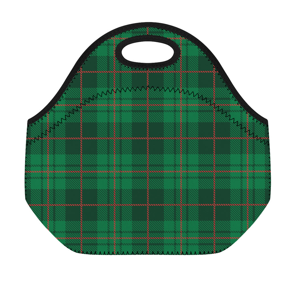 Green And Red Stewart Tartan Print Neoprene Lunch Bag