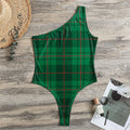 Green And Red Stewart Tartan Print One Shoulder Bodysuit