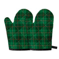 Green And Red Stewart Tartan Print Oven Mitts