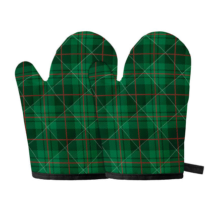 Green And Red Stewart Tartan Print Oven Mitts