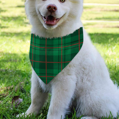 Green And Red Stewart Tartan Print Over The Collar Dog Bandana