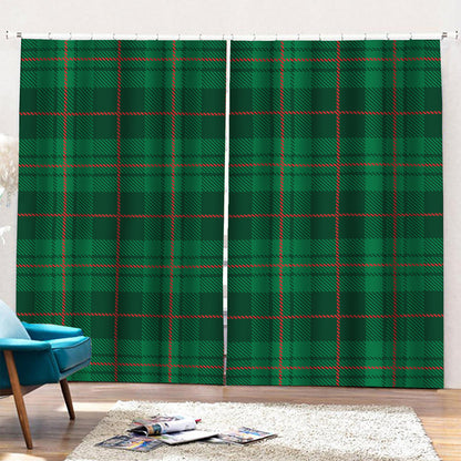 Green And Red Stewart Tartan Print Pencil Pleat Curtains