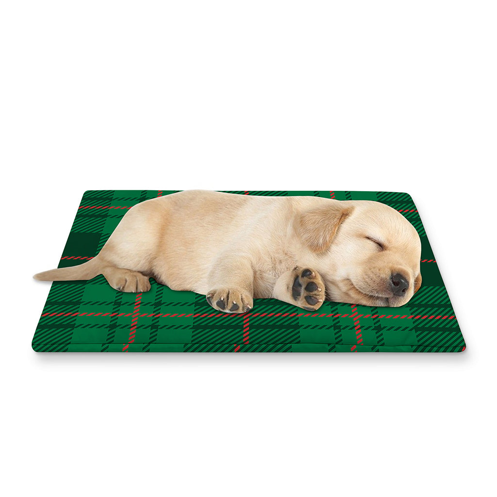 Green And Red Stewart Tartan Print Pet Cooling Mat Cover