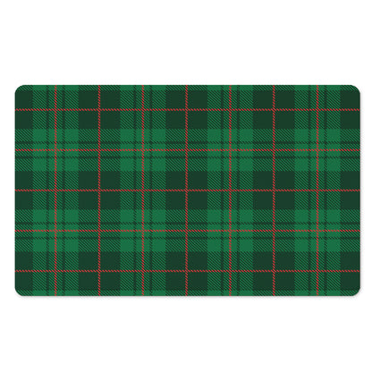 Green And Red Stewart Tartan Print Polyester Doormat