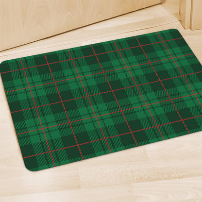 Green And Red Stewart Tartan Print Polyester Doormat