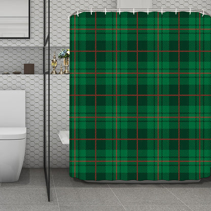 Green And Red Stewart Tartan Print Polyester Shower Curtain