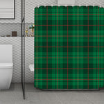 Green And Red Stewart Tartan Print Polyester Shower Curtain