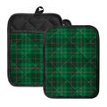 Green And Red Stewart Tartan Print Pot Holders With Pocket