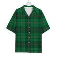 Green And Red Stewart Tartan Print Rayon Hawaiian Shirt