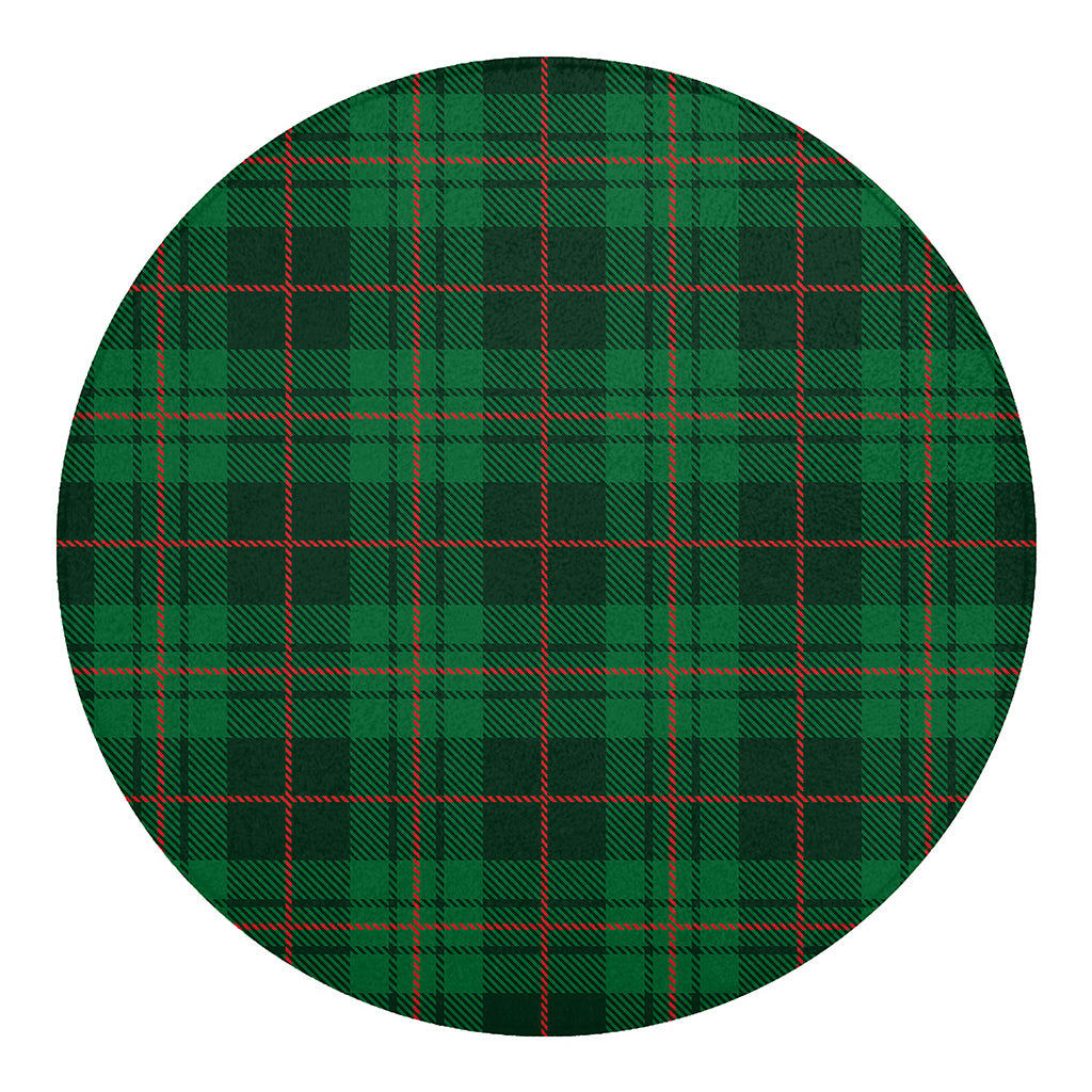 Green And Red Stewart Tartan Print Round Blanket