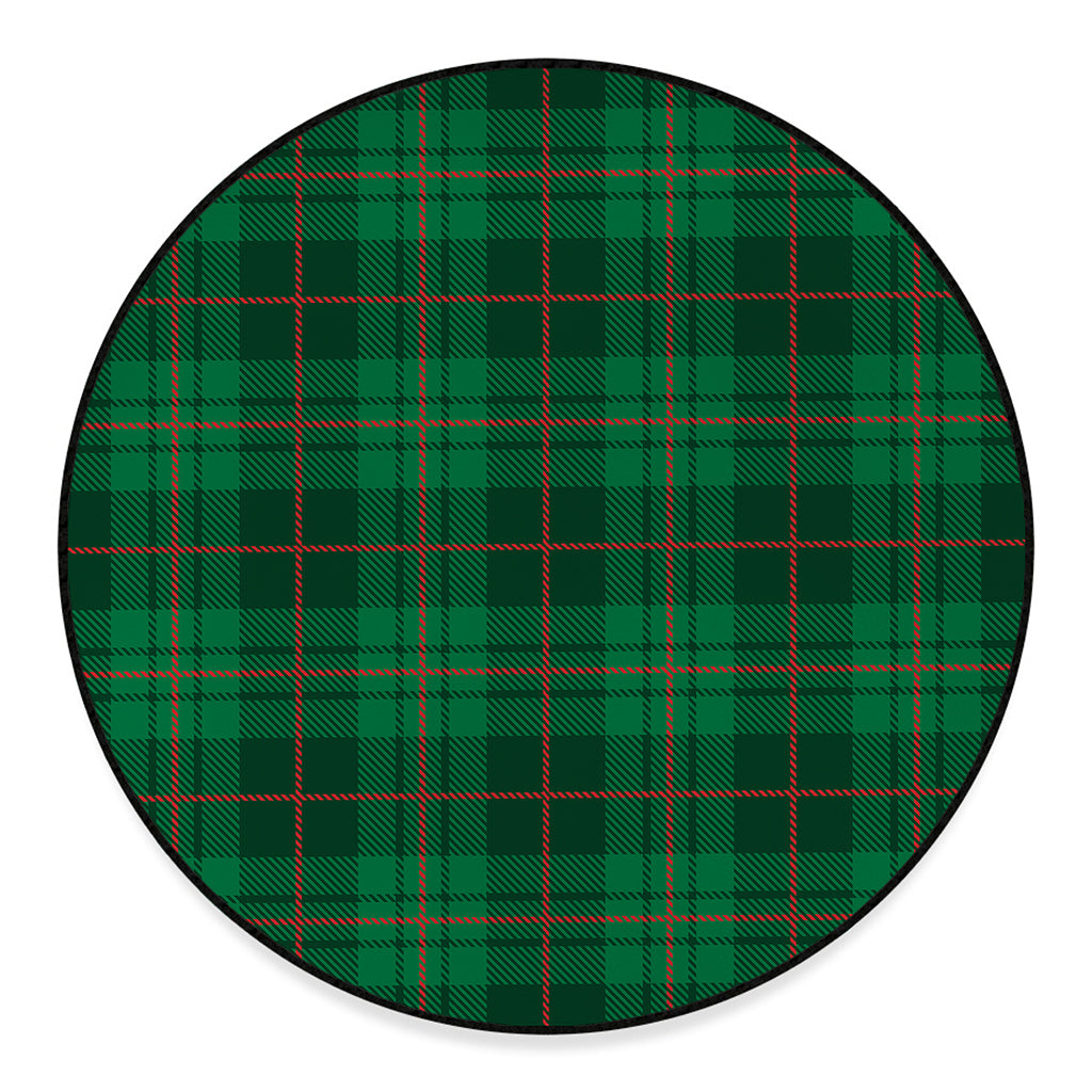 Green And Red Stewart Tartan Print Round Floor Mat