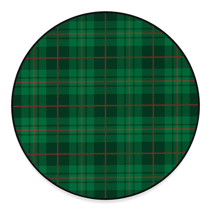 Green And Red Stewart Tartan Print Round Floor Mat