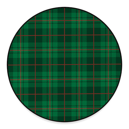 Green And Red Stewart Tartan Print Round Floor Mat
