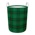Green And Red Stewart Tartan Print Round Laundry Basket