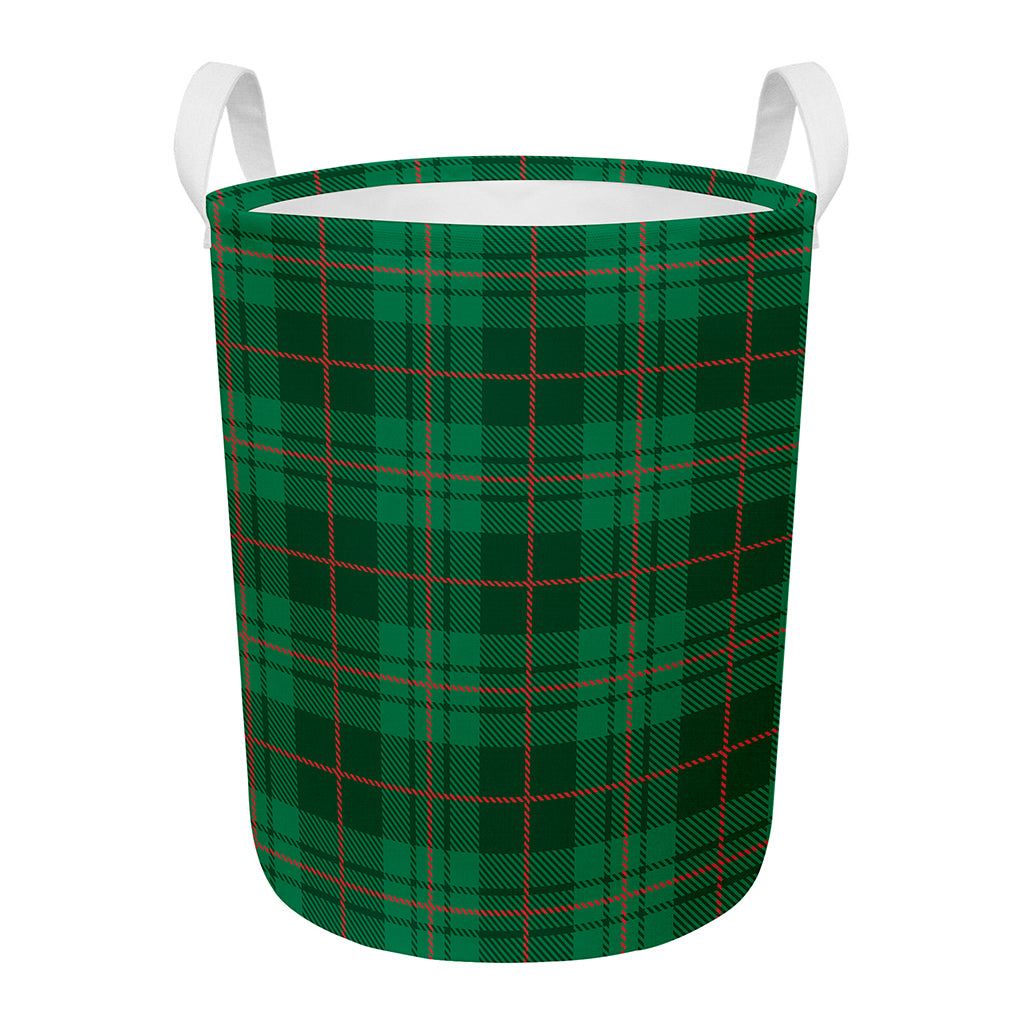 Green And Red Stewart Tartan Print Round Laundry Basket