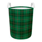 Green And Red Stewart Tartan Print Round Laundry Basket