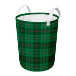 Green And Red Stewart Tartan Print Round Laundry Basket
