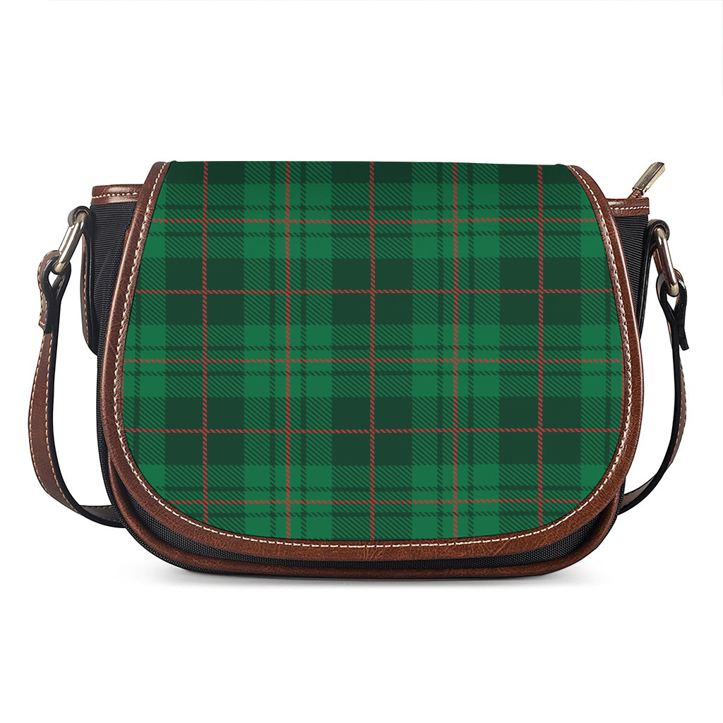 Green And Red Stewart Tartan Print Saddle Bag