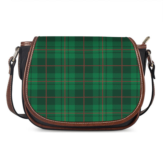 Green And Red Stewart Tartan Print Saddle Bag