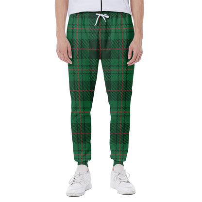Green And Red Stewart Tartan Print Scuba Joggers
