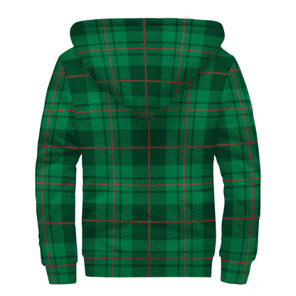 Green And Red Stewart Tartan Print Sherpa Lined Zip Up Hoodie