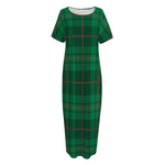 Green And Red Stewart Tartan Print Short Sleeve Long Nightdress