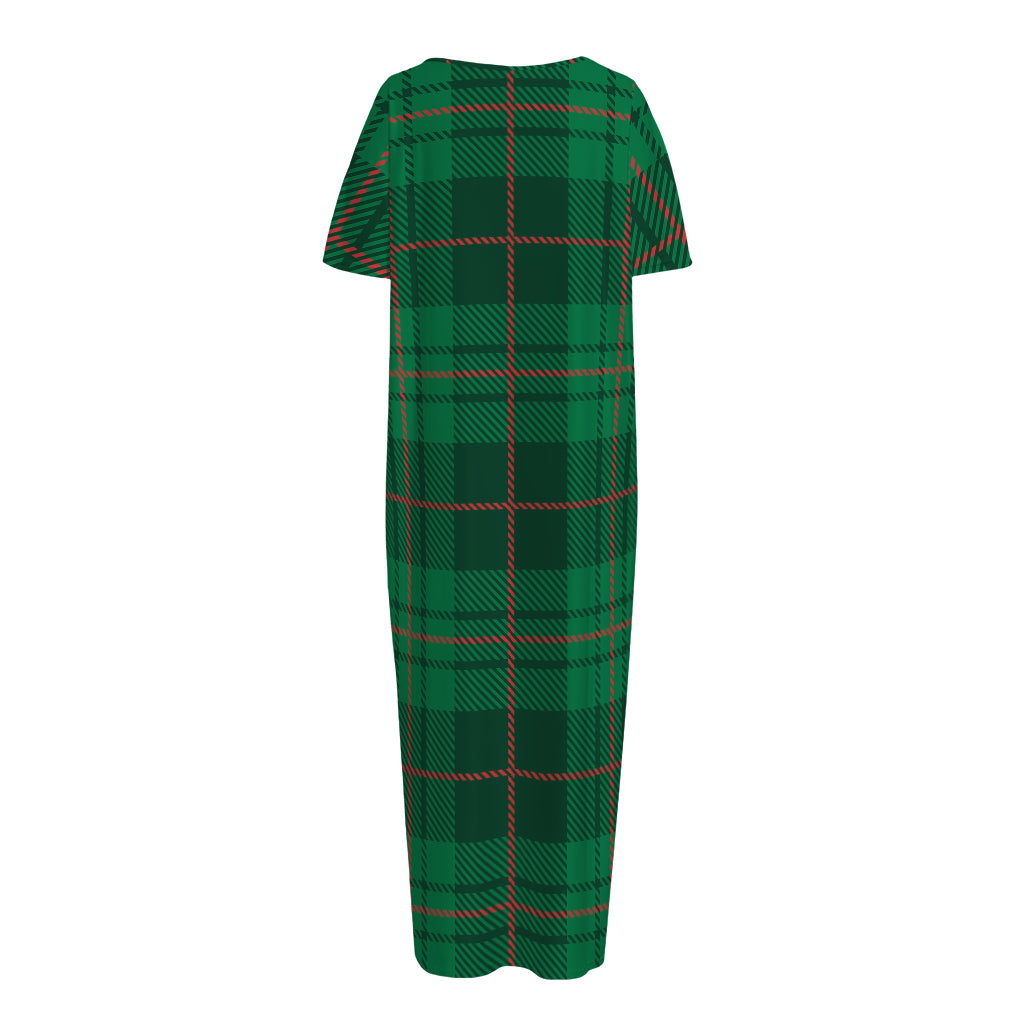 Green And Red Stewart Tartan Print Short Sleeve Long Nightdress