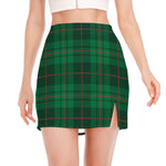 Green And Red Stewart Tartan Print Side Slit Mini Skirt