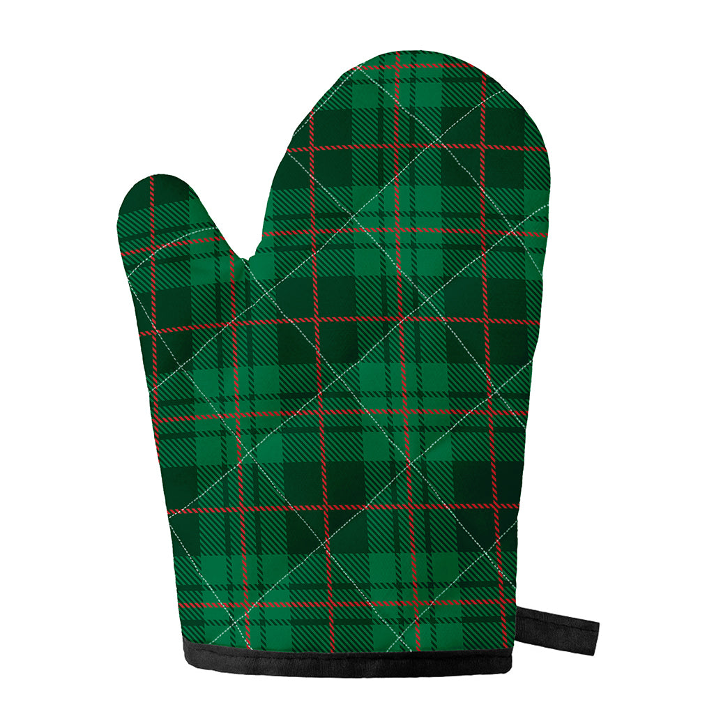Green And Red Stewart Tartan Print Single Oven Mitt