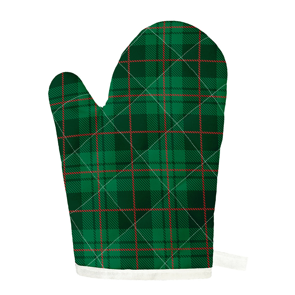 Green And Red Stewart Tartan Print Single Oven Mitt