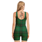 Green And Red Stewart Tartan Print Sleeveless One Piece Swimsuit