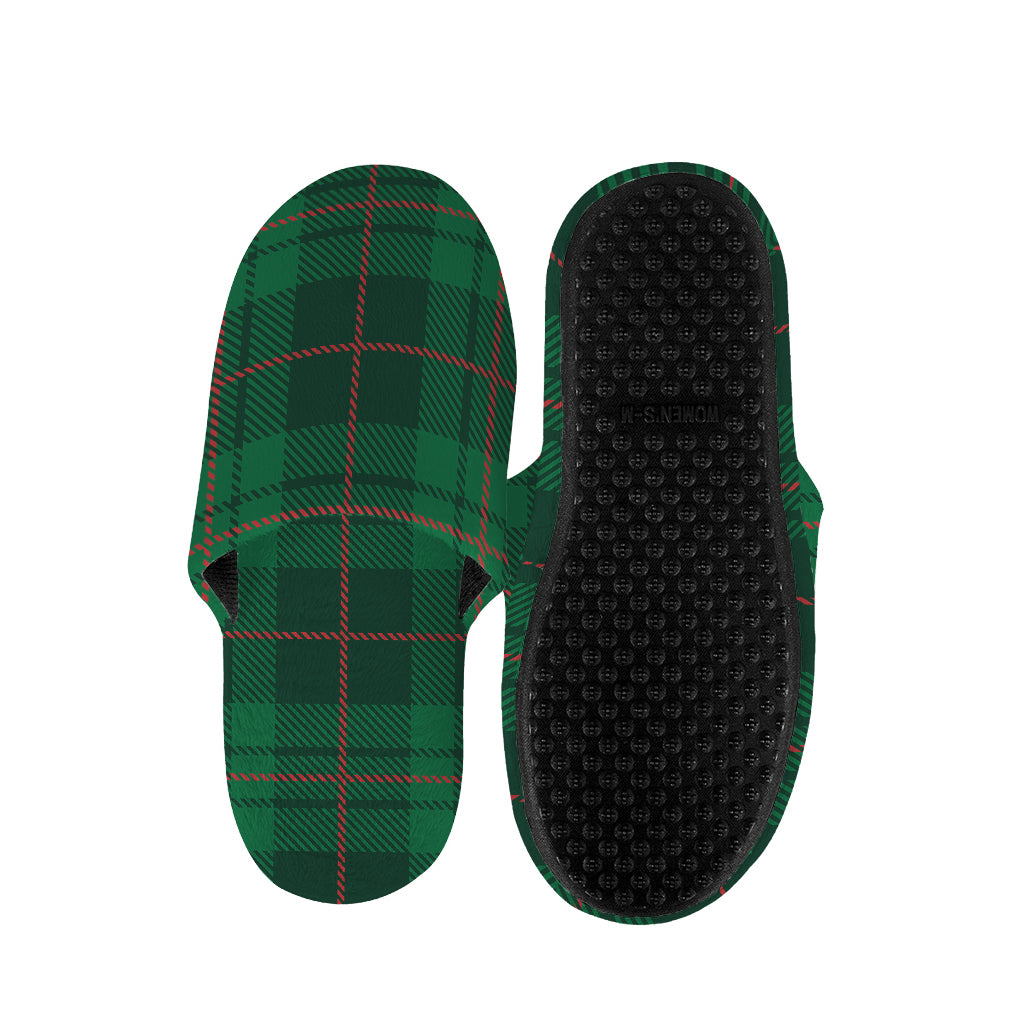 Green And Red Stewart Tartan Print Slippers