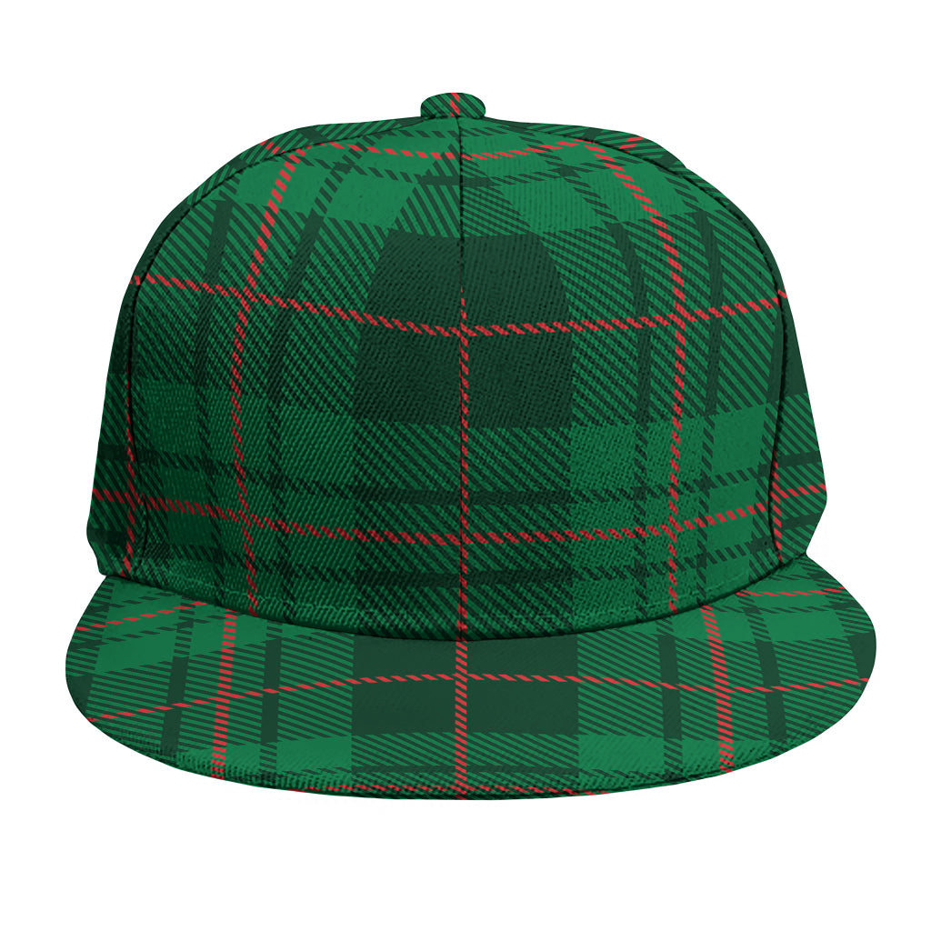 Green And Red Stewart Tartan Print Snapback Cap