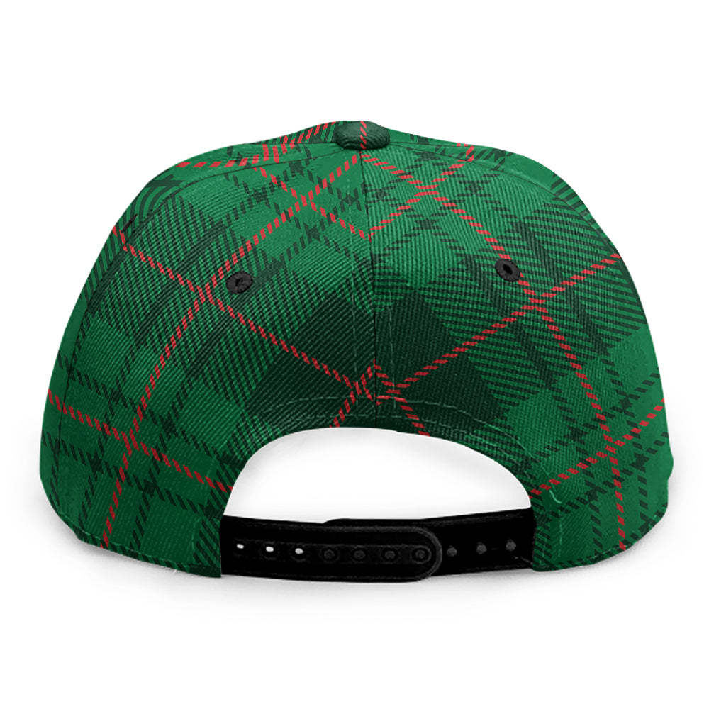 Green And Red Stewart Tartan Print Snapback Cap