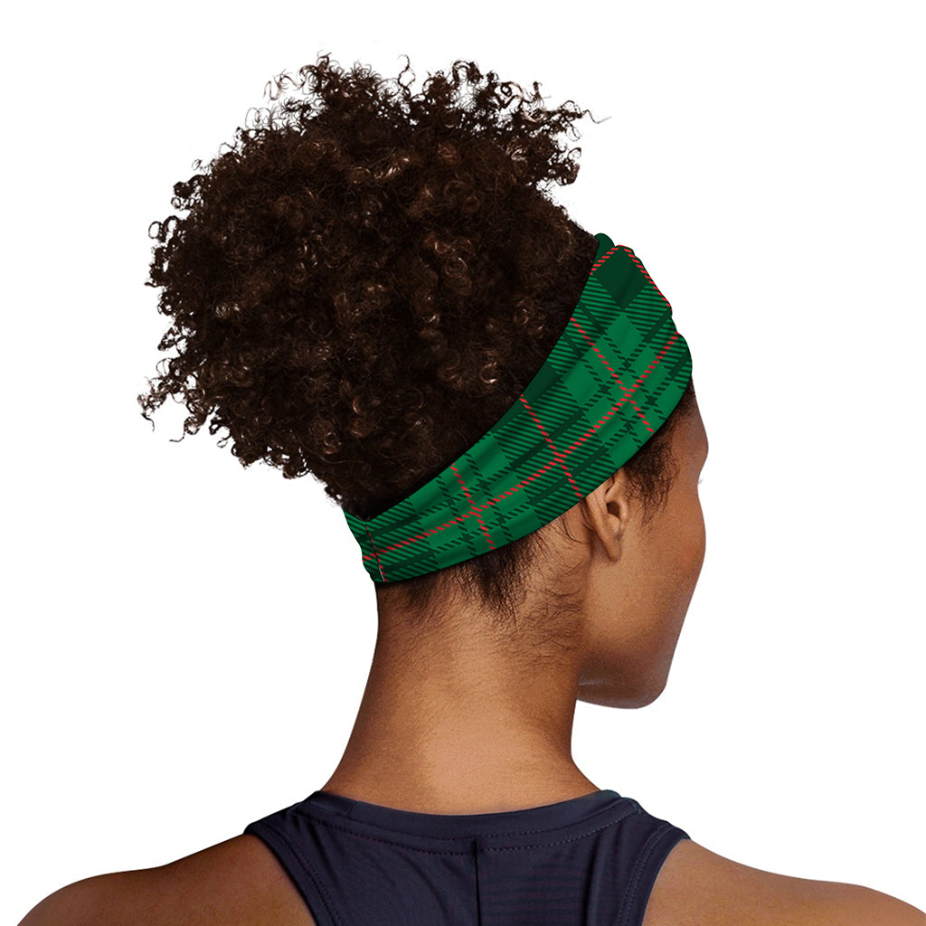 Green And Red Stewart Tartan Print Sports Headband