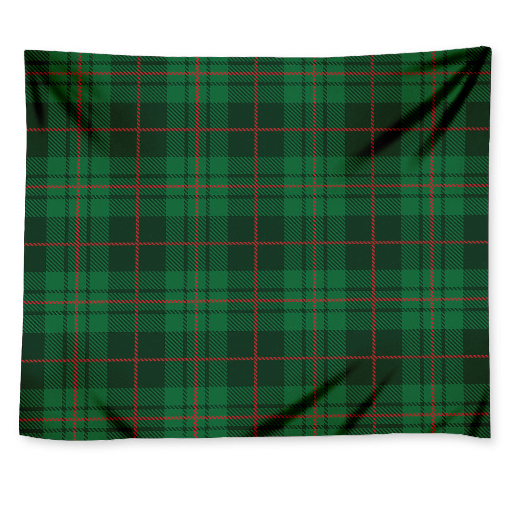 Green And Red Stewart Tartan Print Tapestry
