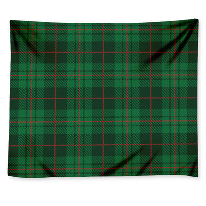 Green And Red Stewart Tartan Print Tapestry