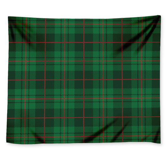 Green And Red Stewart Tartan Print Tapestry