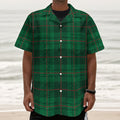 Green And Red Stewart Tartan Print Textured Short Sleeve Shirt