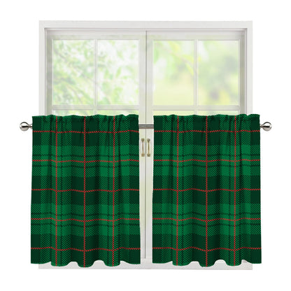 Green And Red Stewart Tartan Print Tier Curtains