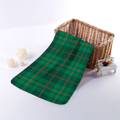 Green And Red Stewart Tartan Print Towel