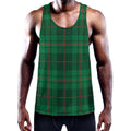 Green And Red Stewart Tartan Print Men's Workout Tank Top