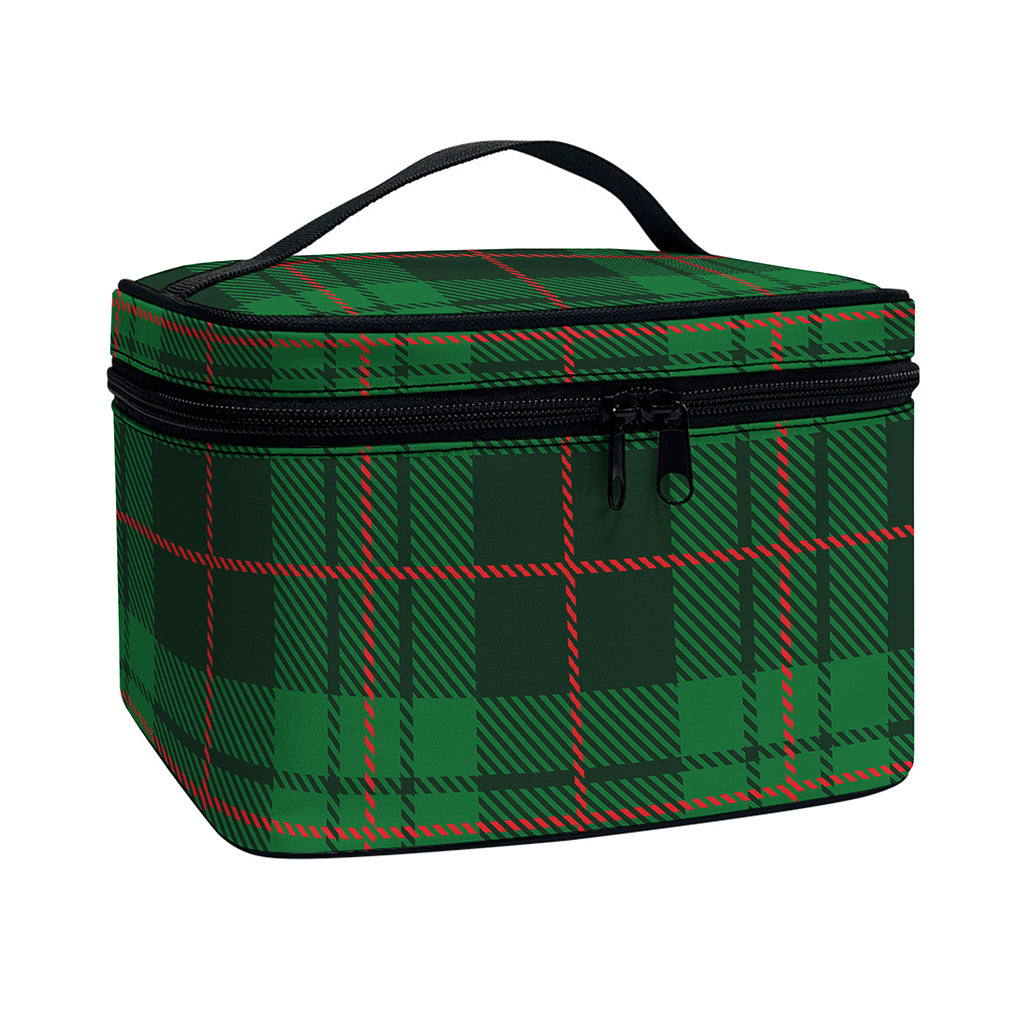 Green And Red Stewart Tartan Print Travel Makeup Bag