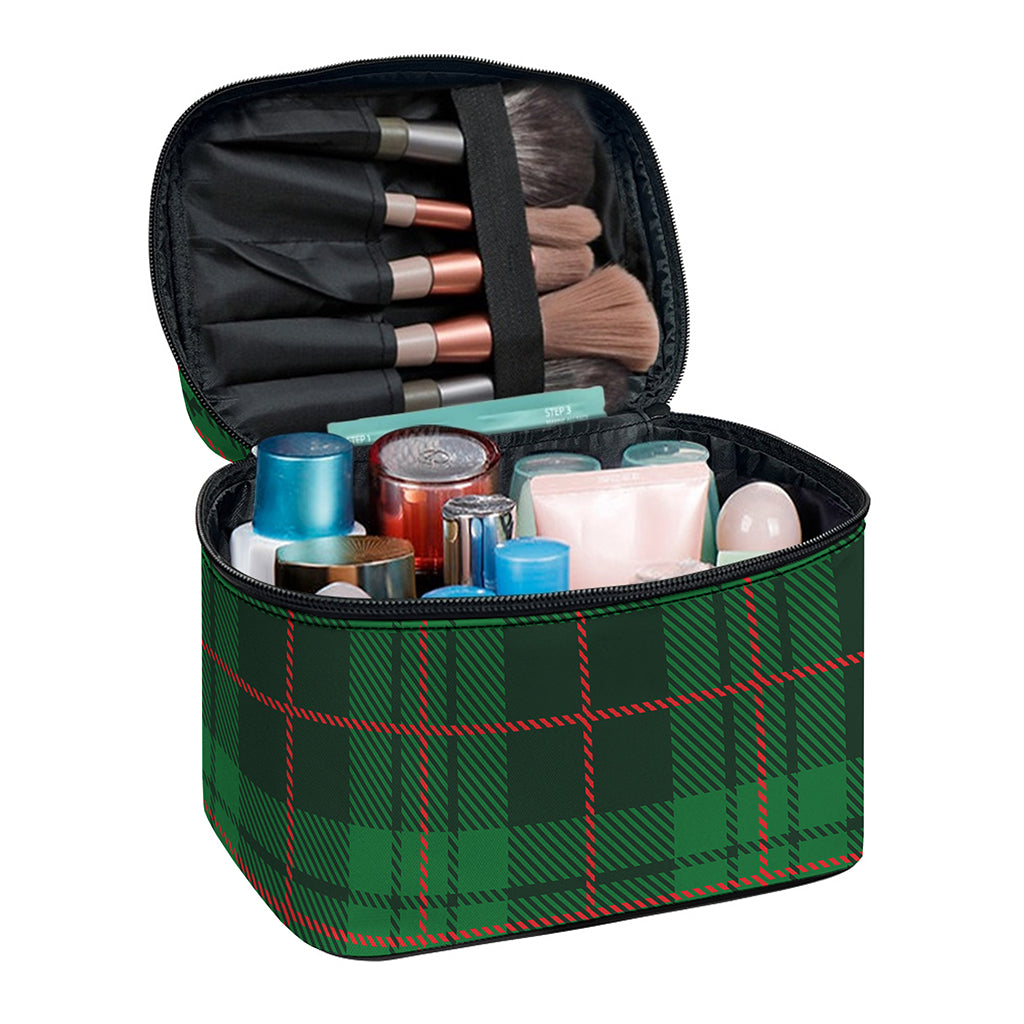 Green And Red Stewart Tartan Print Travel Makeup Bag