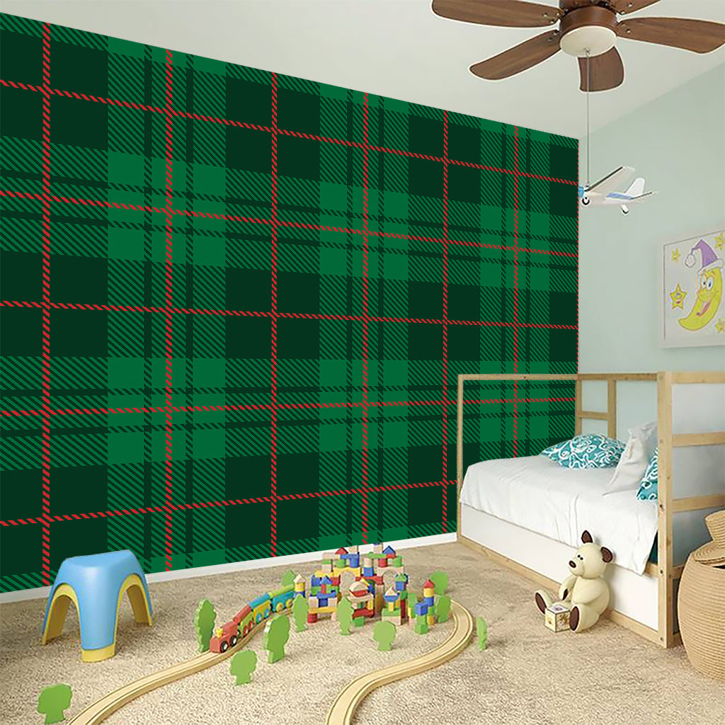 Green And Red Stewart Tartan Print Wall Sticker