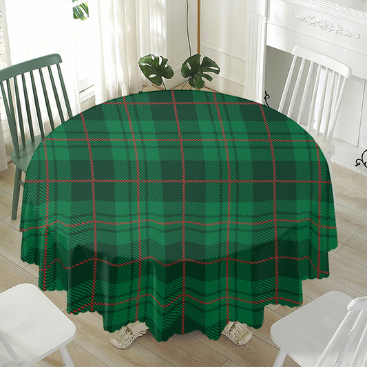Green And Red Stewart Tartan Print Waterproof Round Tablecloth