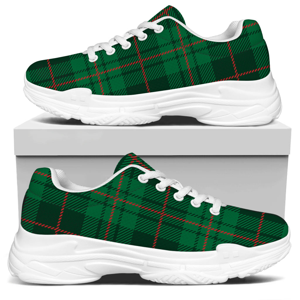 Green And Red Stewart Tartan Print White Chunky Shoes