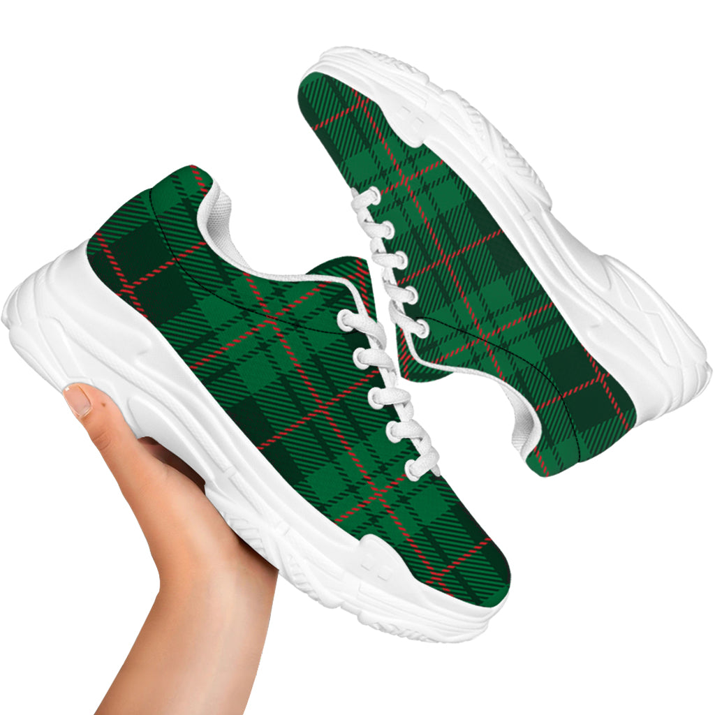 Green And Red Stewart Tartan Print White Chunky Shoes